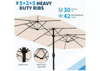 15ft Extra Large Patio Umbrella with Base Included  Double-Sided Outdoor Market Umbrella with Crank Lift, Waterproof & UV Protected for Garden, Pool
