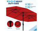 15ft Extra Large Patio Umbrella with Base Included  Double-Sided Outdoor Market Umbrella with Crank Lift, Waterproof & UV Protected for Garden, Pool
