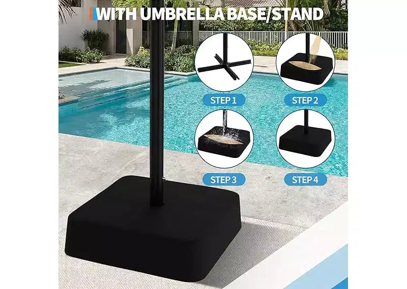 15ft Extra Large Patio Umbrella with Base Included  Double-Sided Outdoor Market Umbrella with Crank Lift, Waterproof & UV Protected for Garden, Pool