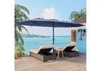 15ft Extra Large Patio Umbrella with Base Included  Double-Sided Outdoor Market Umbrella with Crank Lift, Waterproof & UV Protected for Garden, Pool