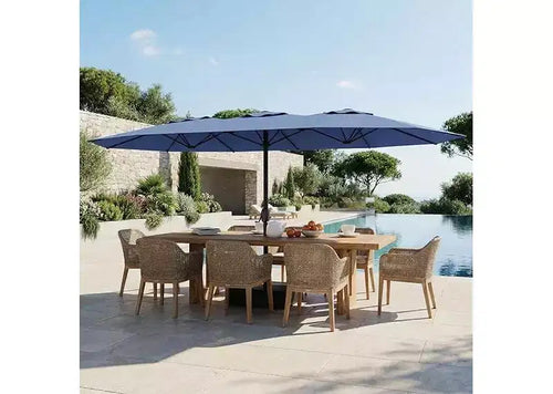 15ft Extra Large Patio Umbrella with Base Included  Double-Sided Outdoor Market Umbrella with Crank Lift, Waterproof & UV Protected for Garden, Pool