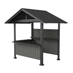 GDFStudio Harry Patio Galvanized Steel Hardtop Grill Gazebo with Storage Shelves and Resin Shade System