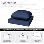 UPTIOT Outdoor Seat & Back Cushion Set, Water-Resistant Olefin Fabric Patio Cushions with Removable Washable Covers