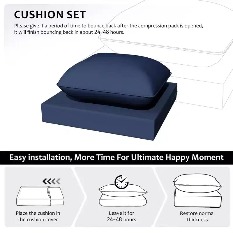 UPTIOT Outdoor Seat & Back Cushion Set, Water-Resistant Olefin Fabric Patio Cushions with Removable Washable Covers
