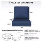 UPTIOT Outdoor Seat & Back Cushion Set, Water-Resistant Olefin Fabric Patio Cushions with Removable Washable Covers