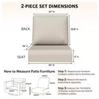 UPTIOT Outdoor Seat & Back Cushion Set, Water-Resistant Olefin Fabric Patio Cushions with Removable Washable Covers