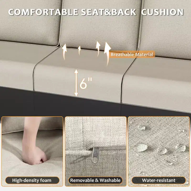 UPTIOT Outdoor Seat & Back Cushion Set, Water-Resistant Olefin Fabric Patio Cushions with Removable Washable Covers