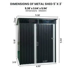 Mondawe 5ft x 3ft Steep Slope Outdoor Metal Storage Shed With Transparent Plate and Hinged door