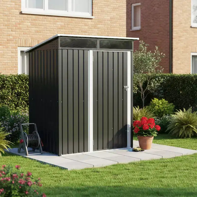 Mondawe 5ft x 3ft Steep Slope Outdoor Metal Storage Shed With Transparent Plate and Hinged door