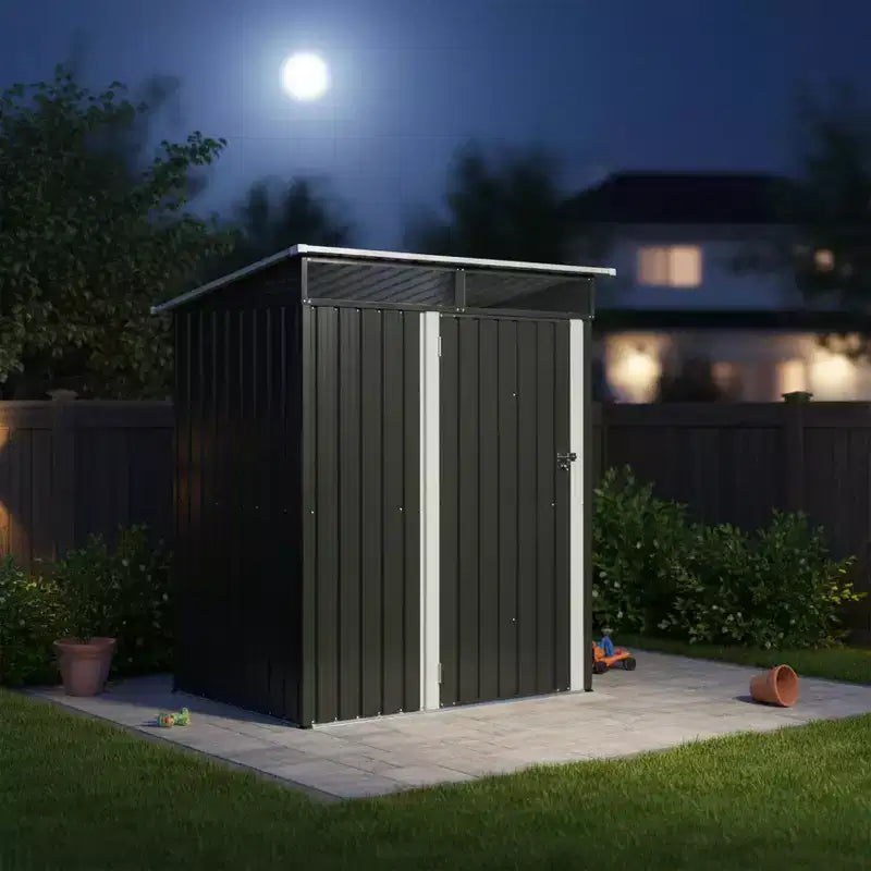 Mondawe 5ft x 3ft Steep Slope Outdoor Metal Storage Shed With Transparent Plate and Hinged door