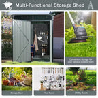 Mondawe 5ft x 3ft Steep Slope Outdoor Metal Storage Shed With Transparent Plate and Hinged door