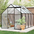 Mondawe 6x8 FT Polycarbonate Greenhouse Raised Base and Anchor Aluminum Heavy Duty Walk-in Greenhouses for Outdoor Backyard