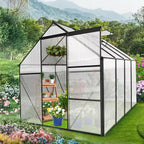 Mondawe 6x8 FT Polycarbonate Greenhouse Raised Base and Anchor Aluminum Heavy Duty Walk-in Greenhouses for Outdoor Backyard