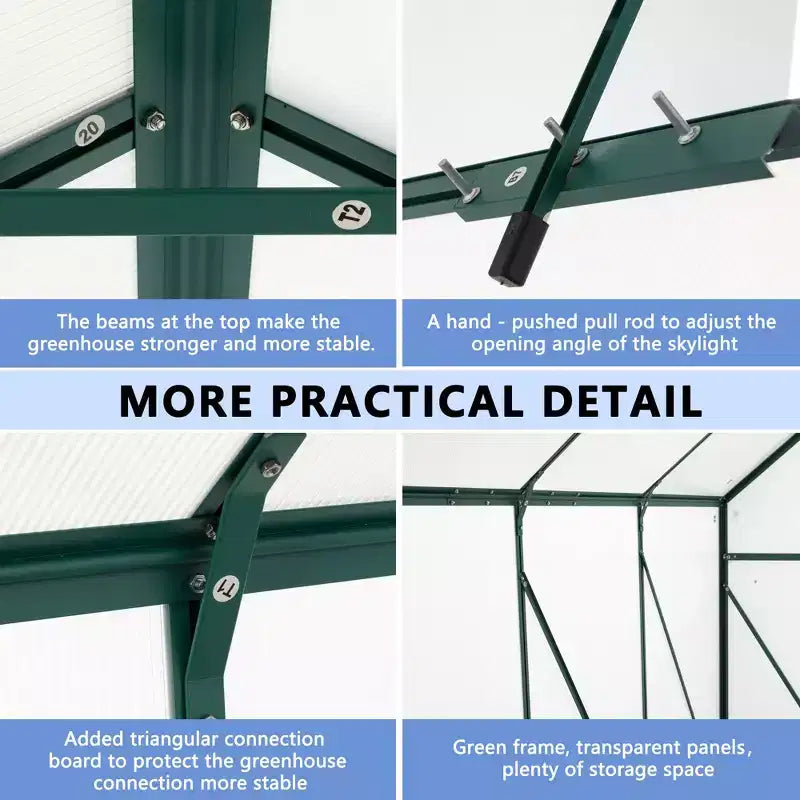 Mondawe 6x8 FT Polycarbonate Greenhouse Raised Base and Anchor Aluminum Heavy Duty Walk-in Greenhouses for Outdoor Backyard