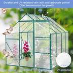 Mondawe 6x8 FT Polycarbonate Greenhouse Raised Base and Anchor Aluminum Heavy Duty Walk-in Greenhouses for Outdoor Backyard