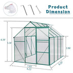 Mondawe 6x8 FT Polycarbonate Greenhouse Raised Base and Anchor Aluminum Heavy Duty Walk-in Greenhouses for Outdoor Backyard