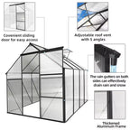 Mondawe 6x8 FT Polycarbonate Greenhouse Raised Base and Anchor Aluminum Heavy Duty Walk-in Greenhouses for Outdoor Backyard