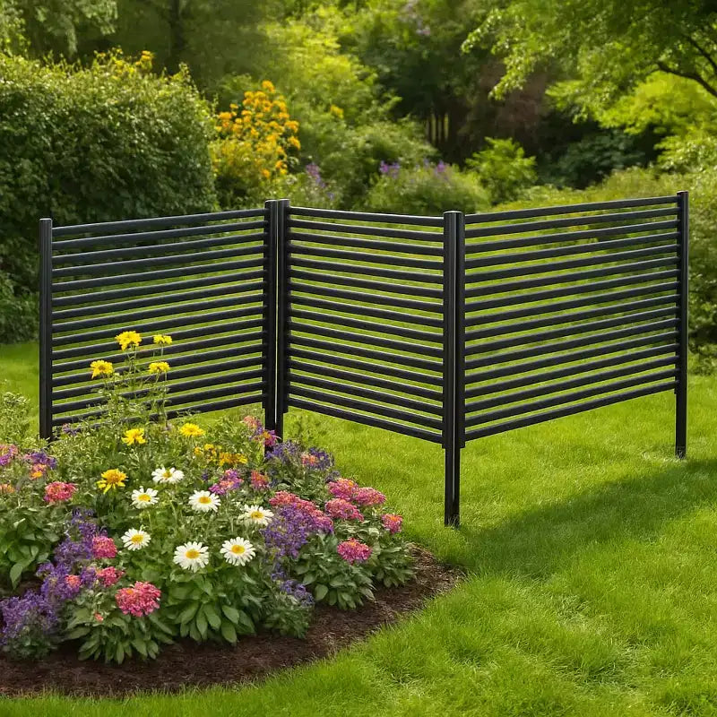 Outdoor Privacy Screen, 3-Panel No-Dig Metal Fence, Rustproof Decorative Garden Barrier, Flower Bed Protector, for Patio, Backyard, Vegetable Gardens