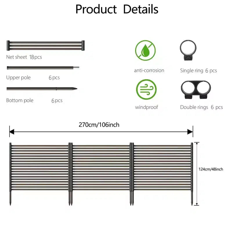 Outdoor Privacy Screen, 3-Panel No-Dig Metal Fence, Rustproof Decorative Garden Barrier, Flower Bed Protector, for Patio, Backyard, Vegetable Gardens