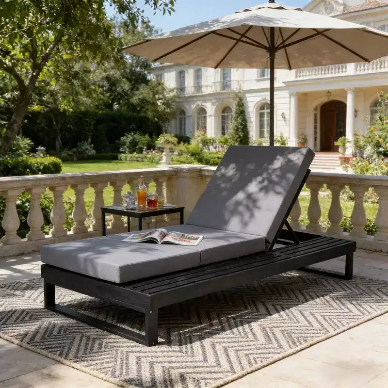 Christopher Knight Home Hudson Patio Modern Acacia Wood 4-Position Adjustable Chaise Lounge with Cushion