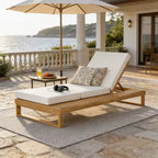 Christopher Knight Home Hudson Patio Modern Acacia Wood 4-Position Adjustable Chaise Lounge with Cushion