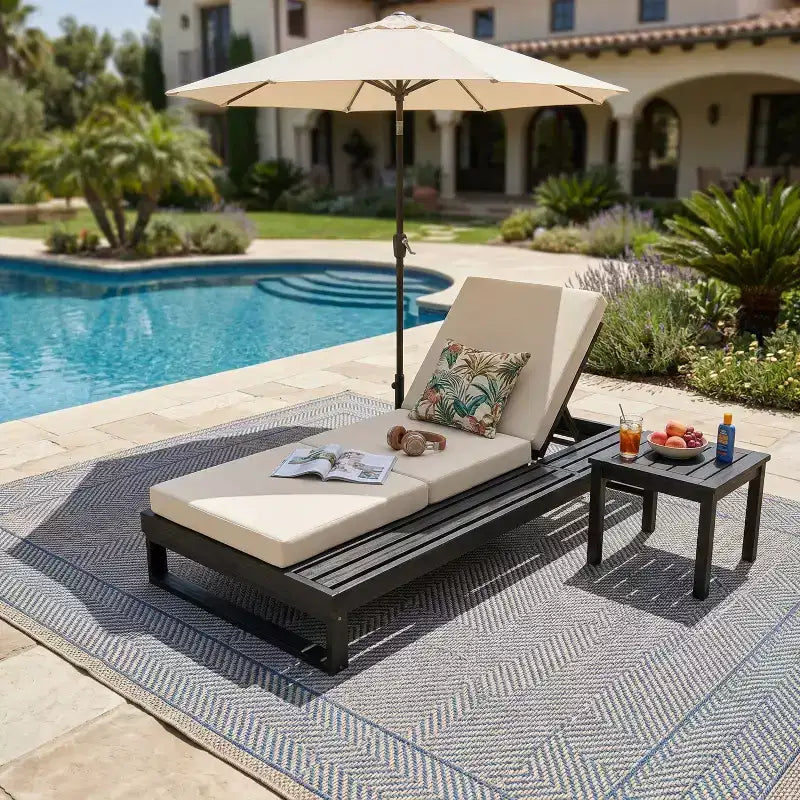 Christopher Knight Home Hudson Patio Modern Acacia Wood 4-Position Adjustable Chaise Lounge with Cushion