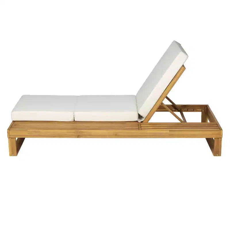 Christopher Knight Home Hudson Patio Modern Acacia Wood 4-Position Adjustable Chaise Lounge with Cushion