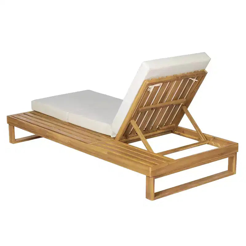 Christopher Knight Home Hudson Patio Modern Acacia Wood 4-Position Adjustable Chaise Lounge with Cushion
