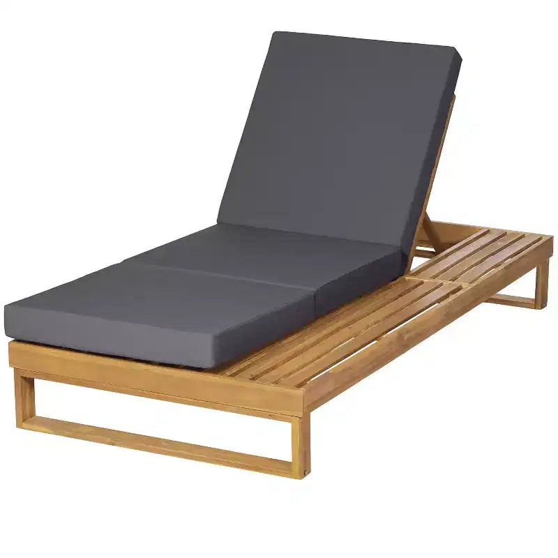 Christopher Knight Home Hudson Patio Modern Acacia Wood 4-Position Adjustable Chaise Lounge with Cushion