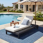 Christopher Knight Home Hudson Patio Modern Acacia Wood 4-Position Adjustable Chaise Lounge with Cushion