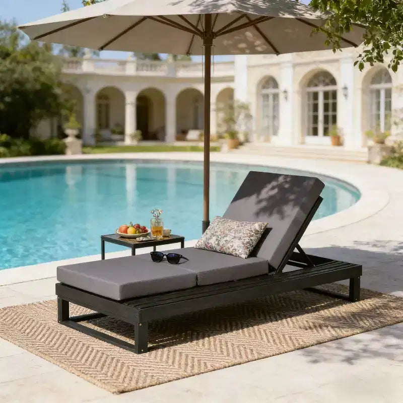 Christopher Knight Home Hudson Patio Modern Acacia Wood 4-Position Adjustable Chaise Lounge with Cushion