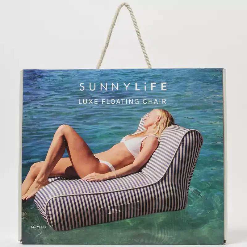 Sunnylife: Luxe Floating Chair - Marine Navy Stripe - Inflatable Poolside Lounge