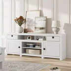 Farmhouse TV Stand for 75/80 Inch TVs, Entertainment Center with Storage Drawers&Open Shelf, Television Consoles Stands for Living Room, Bedroom
