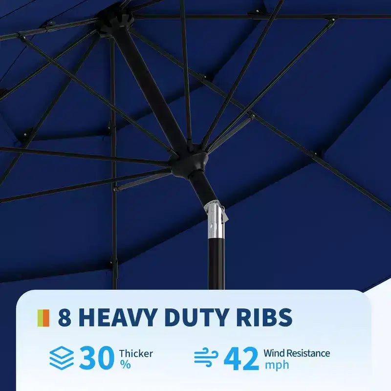 Heavy Duty 9ft 3Tier Patio Umbrella  Outdoor Table Parasol, 8 Ribs, Vented Canopy, Hand Crank, Multiple Colors