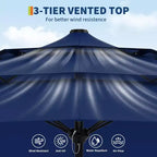 Heavy Duty 9ft 3Tier Patio Umbrella  Outdoor Table Parasol, 8 Ribs, Vented Canopy, Hand Crank, Multiple Colors