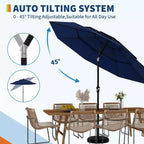 Heavy Duty 9ft 3Tier Patio Umbrella  Outdoor Table Parasol, 8 Ribs, Vented Canopy, Hand Crank, Multiple Colors