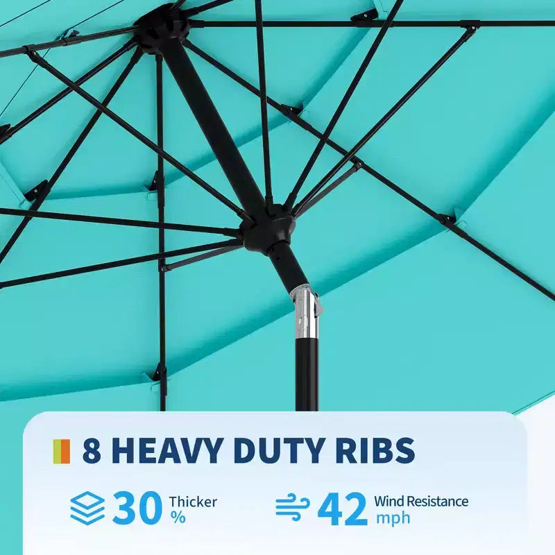 Heavy Duty 9ft 3Tier Patio Umbrella  Outdoor Table Parasol, 8 Ribs, Vented Canopy, Hand Crank, Multiple Colors