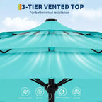 Heavy Duty 9ft 3Tier Patio Umbrella  Outdoor Table Parasol, 8 Ribs, Vented Canopy, Hand Crank, Multiple Colors