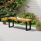 Costway 1/2 PCS 48 Acacia Wood Bench for 2 with Metal Legs & Adjustable Foot Pads for Entryway