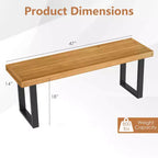 Costway 1/2 PCS 48 Acacia Wood Bench for 2 with Metal Legs & Adjustable Foot Pads for Entryway