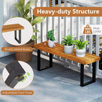 Costway 1/2 PCS 48 Acacia Wood Bench for 2 with Metal Legs & Adjustable Foot Pads for Entryway