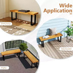 Costway 1/2 PCS 48 Acacia Wood Bench for 2 with Metal Legs & Adjustable Foot Pads for Entryway
