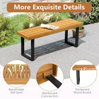 Costway 1/2 PCS 48 Acacia Wood Bench for 2 with Metal Legs & Adjustable Foot Pads for Entryway