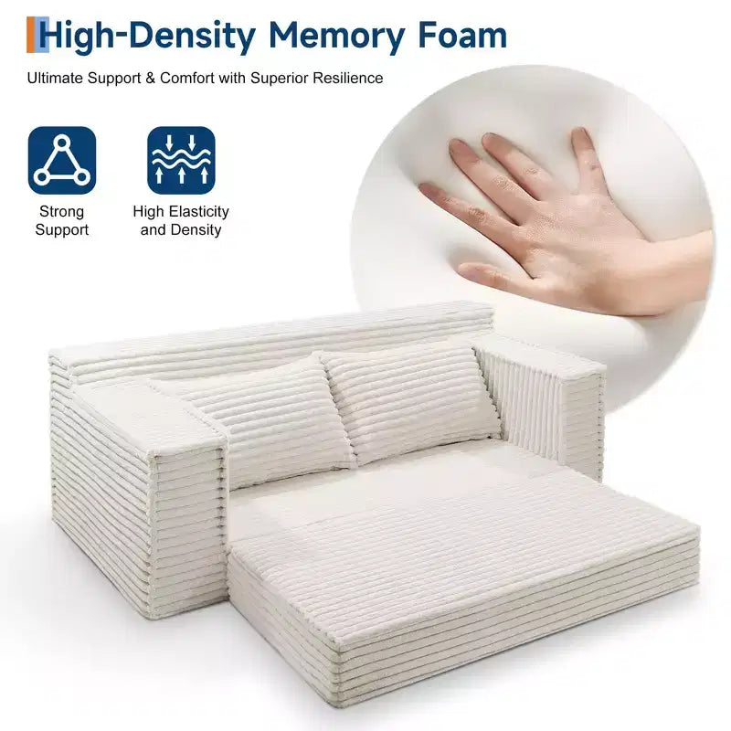 75 2-in-1 Convertible Sofa Bed, Boneless Couch Bed with 2 Pillow, Folding Pull Out Couch, Loveseat Sleeper Sofa, Futon Couch