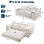 75 2-in-1 Convertible Sofa Bed, Boneless Couch Bed with 2 Pillow, Folding Pull Out Couch, Loveseat Sleeper Sofa, Futon Couch