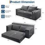 75 2-in-1 Convertible Sofa Bed, Boneless Couch Bed with 2 Pillow, Folding Pull Out Couch, Loveseat Sleeper Sofa, Futon Couch
