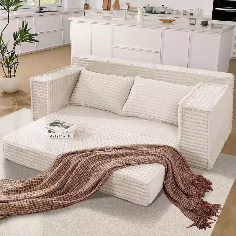 75 2-in-1 Convertible Sofa Bed, Boneless Couch Bed with 2 Pillow, Folding Pull Out Couch, Loveseat Sleeper Sofa, Futon Couch