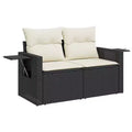 vidaXL Garden Sofa Black, Cream White