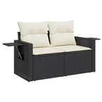 vidaXL Garden Sofa Black, Cream White