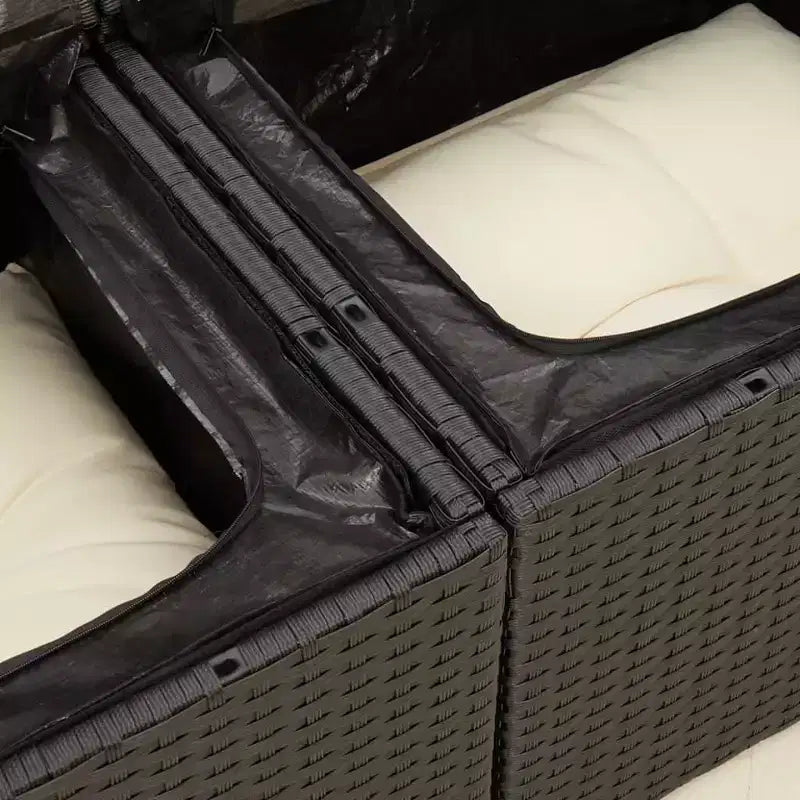 vidaXL Garden Sofa Black, Cream White